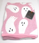 Spooky Night Halloween Knit Throw Blanket 50" X 70" Ghosts On Pink Background. Fixed Price $29.89.