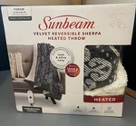 Sunbeam Electric Heated Throw Velvet Reversible Sherpa Sense Adjust Nisp. Fixed Price $30.00.