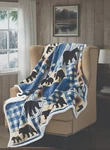 Virah Bella - Black Bear Plaid Flannel Sherpa Throw Blanket 50"X60". Fixed Price $39.95.