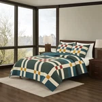Pendleton Four Square Full Queen Quilt & Shams 3 Pc Set Balsam Geo Pattern Nip. Fixed Price $159.95.