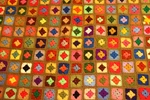Vintage Afghan Hand Made Granny Square Blanket Throw Crocheted Knit 43" X 57". Fixed Price $35.00.