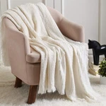 Elegant Lightweight 50''X60'' Acrylic Throw Blanket With Woven Design & Tassels. Fixed Price $33.29.