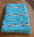 Hand Crocheted Afghan Travel Throw Lap Kids Blanket Aqua Teal Blue Gray Beachy. Fixed Price $19.00.