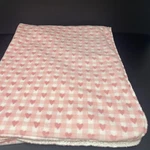 True Baby Pink White Plaid Checks Hearts Blanket Sherpa Security Lovey. Fixed Price $24.49.