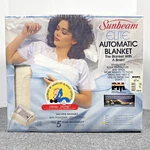 New Vtg Sunbeam Elite Automatic Electric Heated Blanket, Cream, Queen Size 84X90. Fixed Price $119.99.