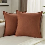 Futei Rust Chenille Throw Pillow Covers 18X18 Inch Set Of 2,EDGES Double-stit.... Fixed Price $36.17.