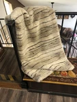 Faux Antilope Fur Throw Blanket Animal Print 40X62 Beige Brown Stripes Soft Euc. Fixed Price $25.00.