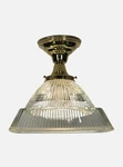 Restored Square Holophane On Brass Fixture Ca 1920S 1930S Kitchen #2236. Fixed Price $383.99.