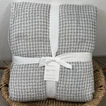 Pottery Barn Waffle Weave Blanket Twin Gray Cotton Blend Lightweight Bedding. Fixed Price $69.00.