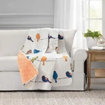 1053644760 Lush Decor Rowley Birds Reversible Throw Blanket, 50" X 60". Fixed Price $25.00.