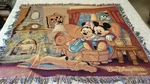 Disney Woven Tapestry Throw 60" X 50" Mickey And Minnie Cozy Fireplace Gorgeous. Fixed Price $92.56.