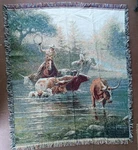 Vtg Mohawk Home Jack Terry Western Cowboy Woven Tapestry Throw Blanket 48X55. Fixed Price $45.00.