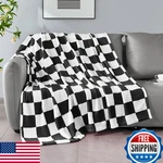 Edenleaf Black Xl Checkered Fleece Throw Blanket 50"X60" Soft Cozy Warm Bed Sofa. Fixed Price $22.45.