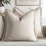 Miulee Decorative Throw Covers Neutral Linen Fringe Pillows Set .... Fixed Price $26.28.