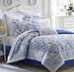 Laura Ashley Charlotte 5PC King Duvet Set Reversible White China Blue Bnip. Fixed Price $142.03.