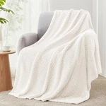 Exclusivo Mezcla Fleece Throw Blanket For Couch, ( 50X70 In ), Ivory. Fixed Price $26.99.