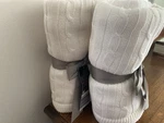 2 White Soft Cable Knitted Luxury Baby Blankets Reversible Lovely & Fab. Fixed Price $26.64.