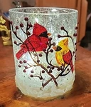 Cardinal Crackle Glass Collections Etc. Led Light Hurricane Winter 5" Tall F. Fixed Price $14.95.