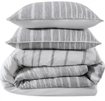 Kenneth Cole Abstract Stripe King Duvet Cover 3PC Set Grey / White New. Fixed Price $62.99.