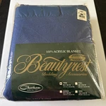 Vtg Simmons Beautyrest Acrylic Blanket Satin Edge Dark Blue Twin Made Usa Nos. Fixed Price $24.50.
