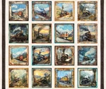 Steam And Steel Train Picture Patch Railroad Ecru 36X44" Fabric Panel. Fixed Price $14.95.