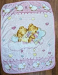 Vtg Pink Sleeping Teddy Bears Luxe Plush Throw Blanket Lamb Heart Flower 45X60. Fixed Price $70.00.