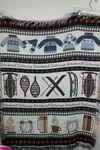 Tapestry Blanket Weekend Getaway Sweaters Skis Snowshoes Thermos Hot Cocoa 42X56. Fixed Price $17.99.