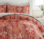 Eikei Boho Paisley Print Luxury Duvet Cover Set Damask Medallion Gold Red King. Fixed Price $108.00.