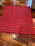 Vtg Chatham Tartan Plaid Throw Stadium Lap Blanket Red Black 50 X 3 Fringe. Fixed Price $25.00.