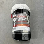 Sunbeam Microplush Sherpa Electric Heated Throw Blanket, White And Black Plaid. Fixed Price $27.69.