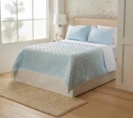 Home Reflections Clip Dot Blanket Set - Queen Blue 96" X 98". Fixed Price $79.99.