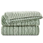 Aormenzy Sage Green Cable Knit Throw Blanket Oversized 60" X 80" Super Soft C.... Fixed Price $42.07.