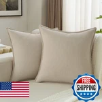 Futei Beige Chenille Throw Pillow Covers 24X24 Inch Set Of 2,EDGES Double-stitch. Fixed Price $63.04.