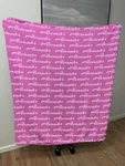Created Your Own Repeating Name Throw Blanket Script Fleece Mink. Fixed Price $59.99.