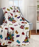 Hello Kitty Silk Touch Throw White Rainbow Pink Red Blue Ties 50" X 70" New. Fixed Price $17.59.