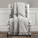 Lush Decor Reyna Soft Ruffle Throw Blanket, 50" X 60" L, Light Gray - Moder.... Fixed Price $95.98.
