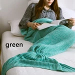 Mermaid Tail Knitted Hand Crochet Warm Sleeping Bag Wrap Blanket Teal Green 73. Fixed Price $24.99.