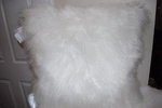 New Thro Mangolian Faux Fur Shaggy Pillow White 24" Gorgeous Top Quality. Fixed Price $59.99.