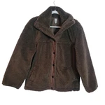 Varley Clemson Sherpa Fleece Oversized Jacket Women's Small Brown Button Up Cozy. Fixed Price $59.46.