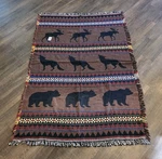 Manual Woodworkers & Weavers Tapestry Throw Blanket Aztec Bear Moose Wolf Cabin. Fixed Price $24.95.