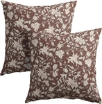 Brown Floral Block Print Throw 18" X (pack Of 2),. Fixed Price $21.23.