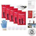 Fiberglass Fire Emergency Kit - 5 Pack Of Rescue Blankets For Safety. Fixed Price $49.97.