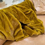 Anthropologie Aleksi Tipped Faux Fur Throw Blanket Gold Ochre 70X60 Nip New. Fixed Price $110.00.
