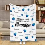 Personalized Grandpa Blanket, Best Custom Kids Names Throw. Fixed Price $63.99.