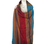 Tribal Shawl/throw Yak + Sheep Blend Handloomed Reversible Cyan. Fixed Price $47.00.