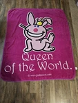 Rare Vintage Y2K Jim Benton It S Happy Bunny "queen Of The World" Throw Blanket. Fixed Price $75.00.
