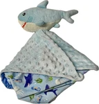 Blue Shark Security Blanket Baby Toy Printed Fish On Back Lovey Minky Dot Plush. Fixed Price $14.99.
