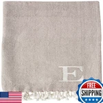 Mud Pie Woven Cotton Initial Throw Blanket Taupe 70 Inches X 50. Fixed Price $74.47.
