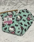 Hello Kitty Sanrio Fine Faux Fur Throw Blanket Mint Green With Pink Bows. Fixed Price $20.00.