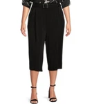 Calvin Klein Plus Matte Jersey Wide Leg Belt Cropped Pants Black Sz 2X Msrp $99. Fixed Price $16.25.